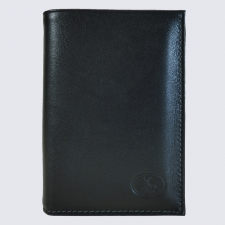 Portefeuille Frandi, petit portefeuille chic homme en cuir noir