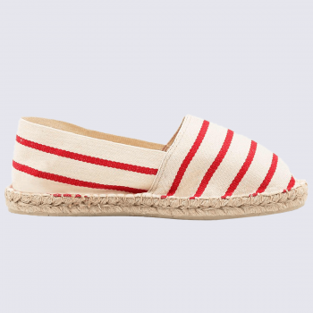 Espadrilles Made in France, espadrilles en toile de coton rayure rouge