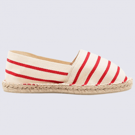 Espadrilles Made in France, espadrilles en toile de coton rayure rouge