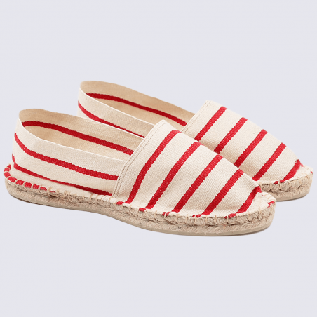 Espadrilles Made in France, espadrilles en toile de coton rayure rouge