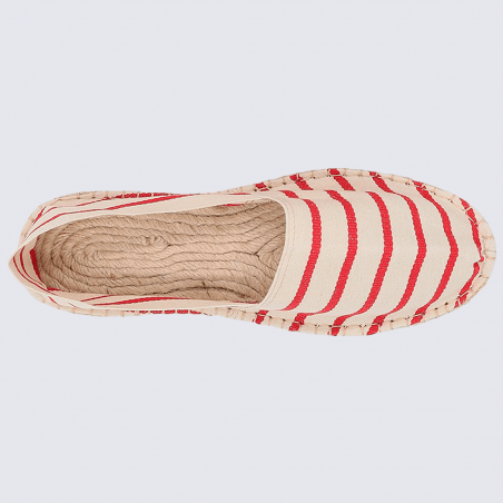 Espadrilles Made in France, espadrilles en toile de coton rayure rouge