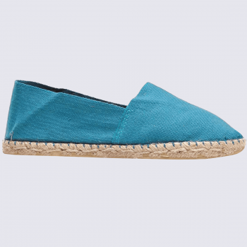 Espadrilles Made in France, espadrilles en toile de coton bleu turquoise