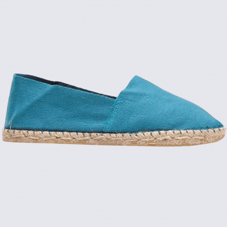 Espadrilles Made in France, espadrilles en toile de coton bleu turquoise