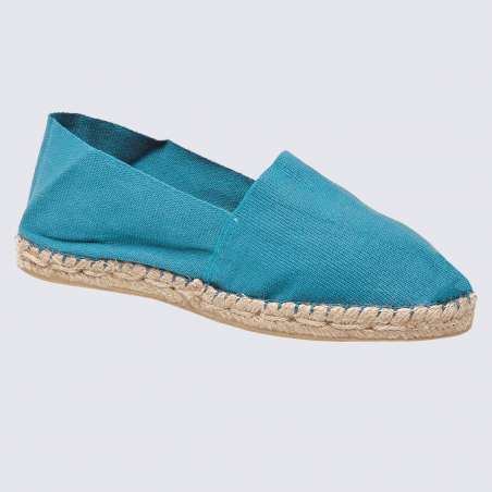 Espadrilles Made in France, espadrilles en toile de coton bleu turquoise