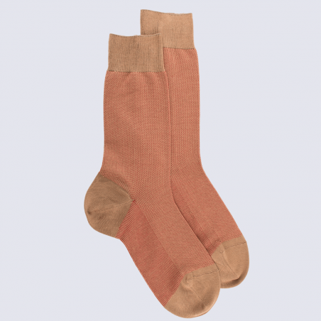 Chaussettes Doré Doré, chaussettes en fil d'Ecosse homme beige/orange