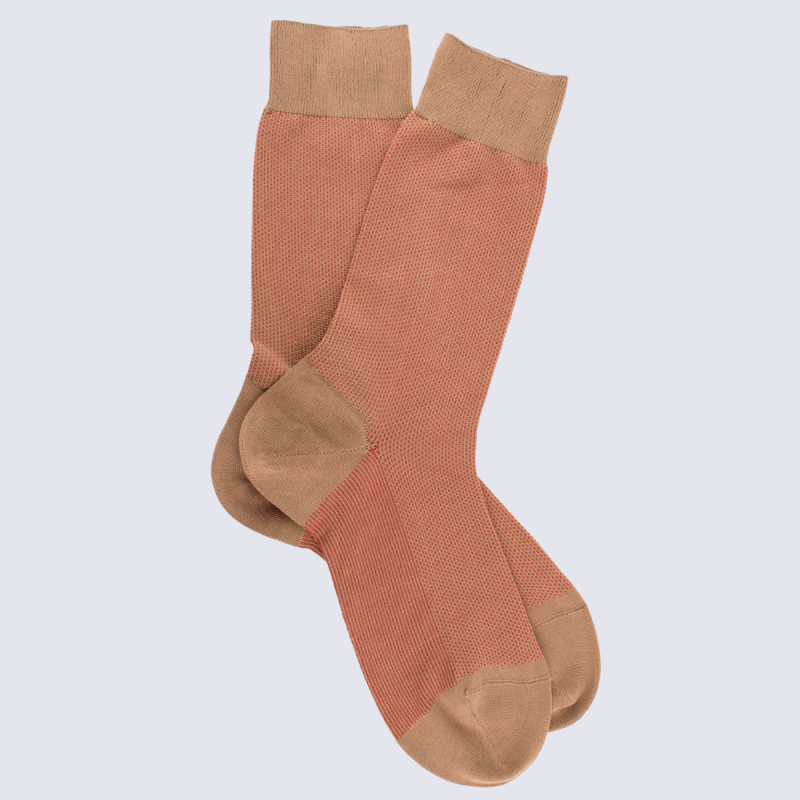 Chaussettes Doré Doré, chaussettes en fil d'Ecosse homme beige/orange