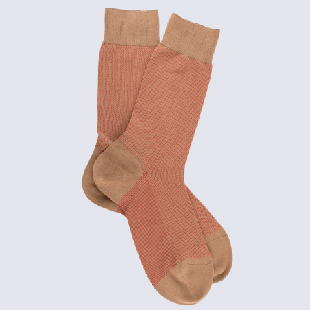 Chaussettes Doré Doré, chaussettes en fil d'Ecosse homme beige/orange