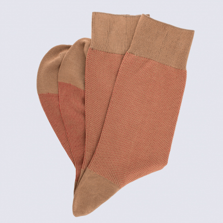 Chaussettes Doré Doré, chaussettes en fil d'Ecosse homme beige/orange