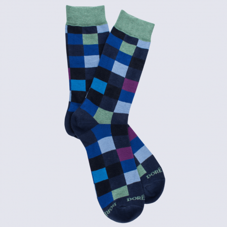 Chaussettes Doré Doré, chaussettes à motif échiquier homme bleu multicolore