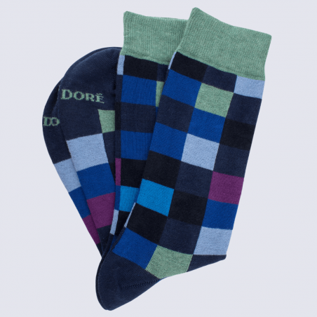 Chaussettes Doré Doré, chaussettes à motif échiquier homme bleu multicolore