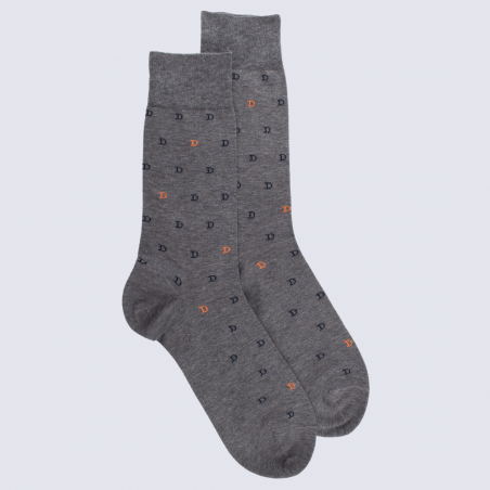 Chaussettes Doré Doré, chaussettes motif D homme en coton gris