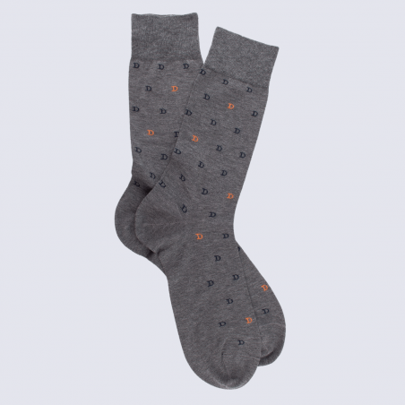 Chaussettes Doré Doré, chaussettes motif D homme en coton gris