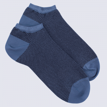 Chaussettes Doré Doré, socquettes petits losanges femme en coton bleu