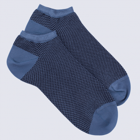 Chaussettes Doré Doré, socquettes petits losanges femme en coton bleu