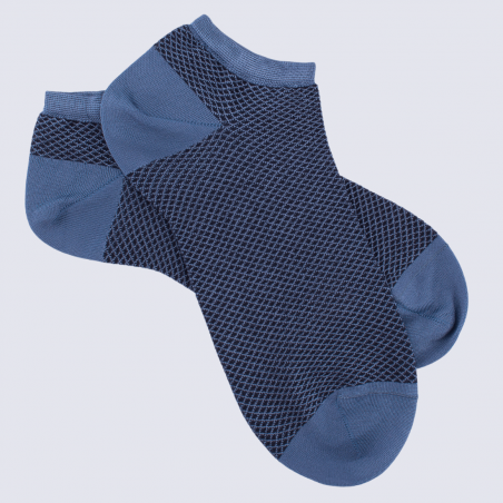 Chaussettes Doré Doré, socquettes petits losanges femme en coton bleu