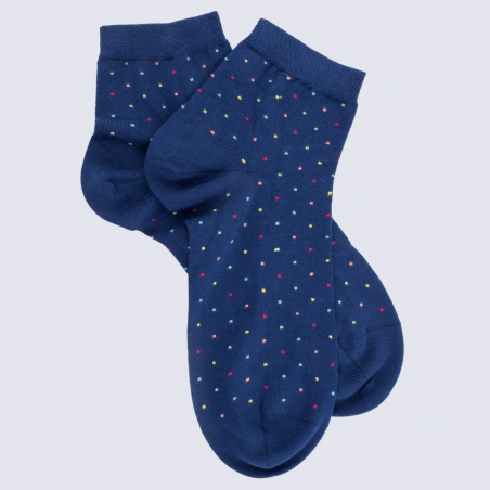 Socquettes Doré Doré, socquettes micropois femme en coton bleu