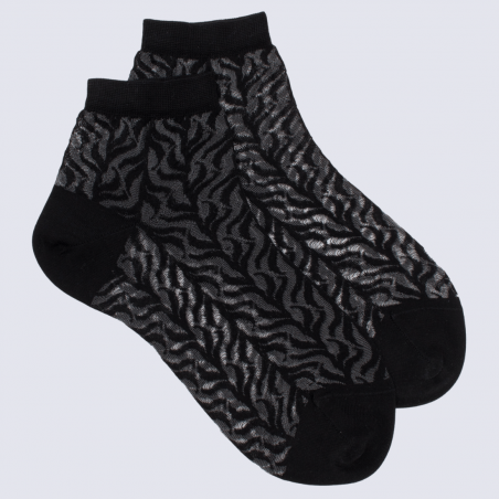 Chaussettes Doré Doré, chaussettes courtes brin avec transparence femme en coton noir