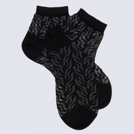 Chaussettes Doré Doré, chaussettes courtes brin avec transparence femme en coton noir