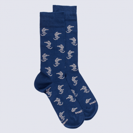 Chaussettes Doré Doré, chaussettes motif crocodile homme en coton bleu
