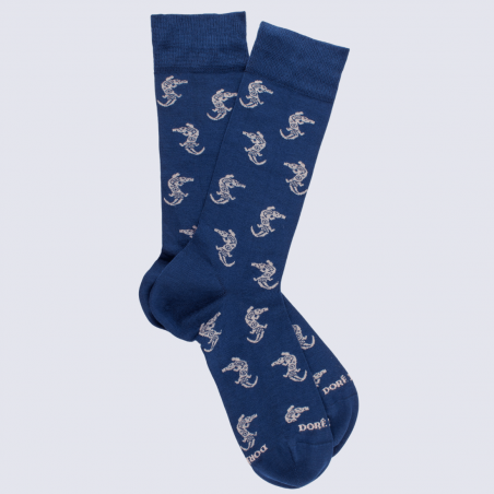 Chaussettes Doré Doré, chaussettes motif crocodile homme en coton bleu