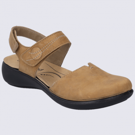 Nu-pieds Westland by Josef Seibel, nu-pieds bout fermé femme en cuir nubuck camel