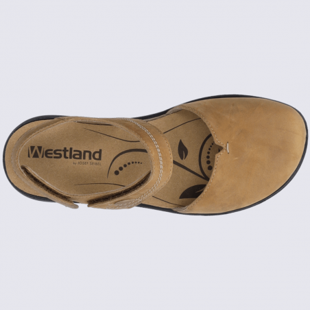 Nu-pieds Westland by Josef Seibel, nu-pieds bout fermé femme en cuir nubuck camel