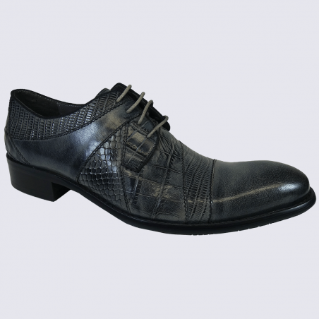 Chaussures Kdopa, chaussures de ville à lacets tendance homme en cuir gris