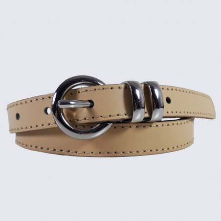 Ceinture Bernd Götz, ceinture en cuir tendance femme en cuir beige