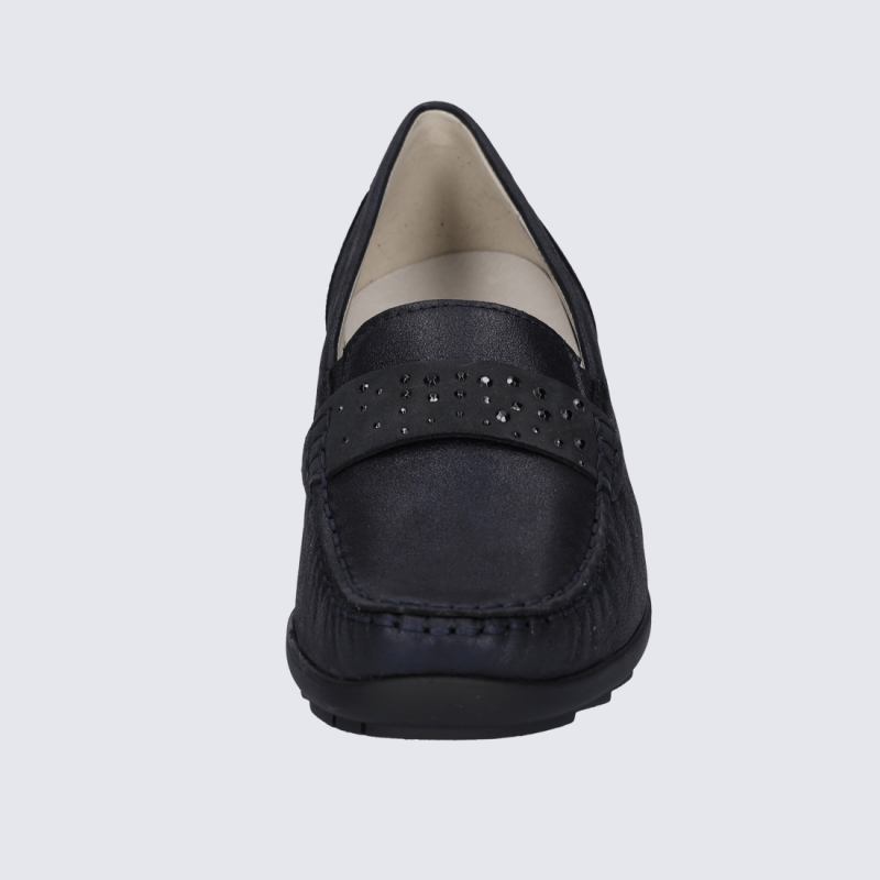 Mocassins Waldlaufer, mocassins élégant femme en cuir bleu