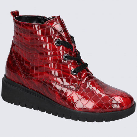 Bottines Waldlaufer, bottines aspect croco femme en cuir vernis rouge