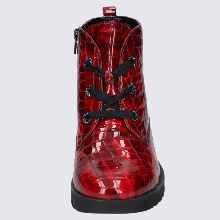 Bottines Waldlaufer, bottines aspect croco femme en cuir vernis rouge