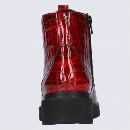 Bottines Waldlaufer, bottines aspect croco femme en cuir vernis rouge