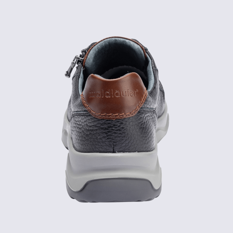 Chaussures Waldlaufer, chaussures confortables à lacets homme en cuir noir camel