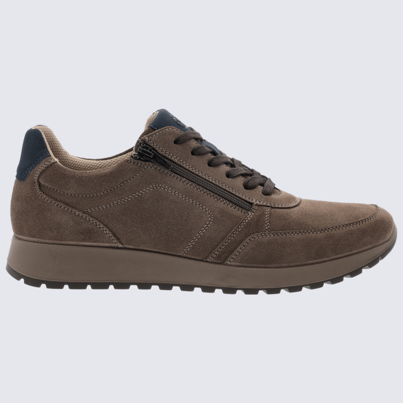 Baskets Ara, baskets sportives homme en cuir marron et bleu