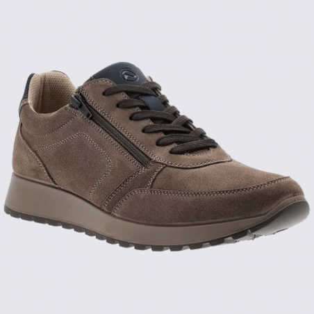 Baskets Ara, baskets sportives homme en cuir marron et bleu