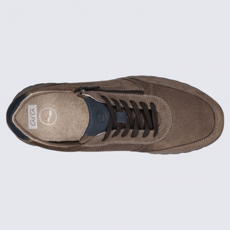 Baskets Ara, baskets sportives homme en cuir marron et bleu