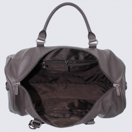 Sac de voyage Hexagona, sac week-end tendance en cuir gris