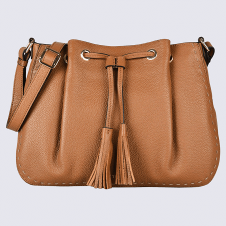 Sac à bandoulière Etrier, sac à bandoulière femme en cuir camel