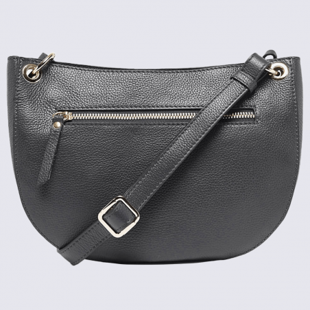 Sac à bandoulière Etrier, sac à bandoulière minimaliste femme en cuir noir