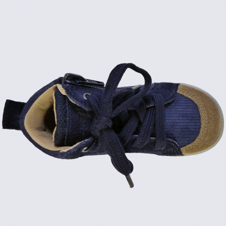 Baskets Superfit, baskets tendances garçons en cuir nubuck bleu/brun