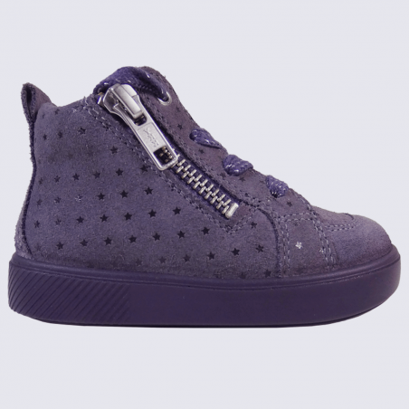 Baskets Superfit, baskets tendances à étoiles filles en cuir nubuck violet