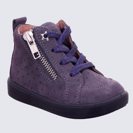 Baskets Superfit, baskets tendances à étoiles filles en cuir nubuck violet