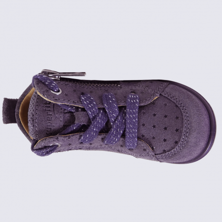 Baskets Superfit, baskets tendances à étoiles filles en cuir nubuck violet