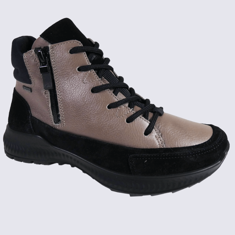 Bottines Imperméables Pour Femme Style Western - Cuir Synthétique, Talon Bas, Coupe Large Pour Mollets, Lacets