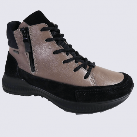 Bottines Ara, bottines imperméables avec Gore-Tex femme en cuir noir et rose