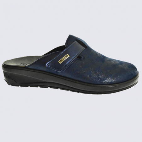 Mules Rohde, mules tendances femme en textile bleu ocean