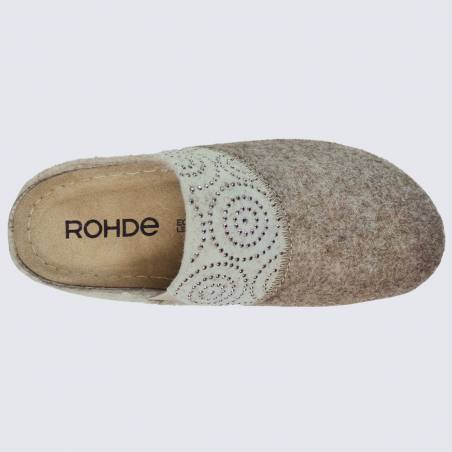 Mules Rohde, mules à strass femme en feutre beige