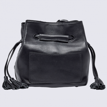 Sac à bandoulière Etrier, sac à bandoulière ligne Rafale femme en cuir noir