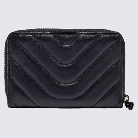 Porte-monnaie Etrier, porte-monnaie ligne Rafale femme en cuir noir