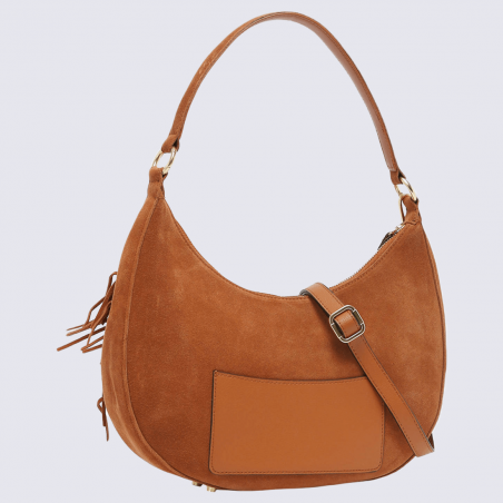 Sac porté épaule Etrier, sac porté épaule ligne Voltige femme en cuir noisette